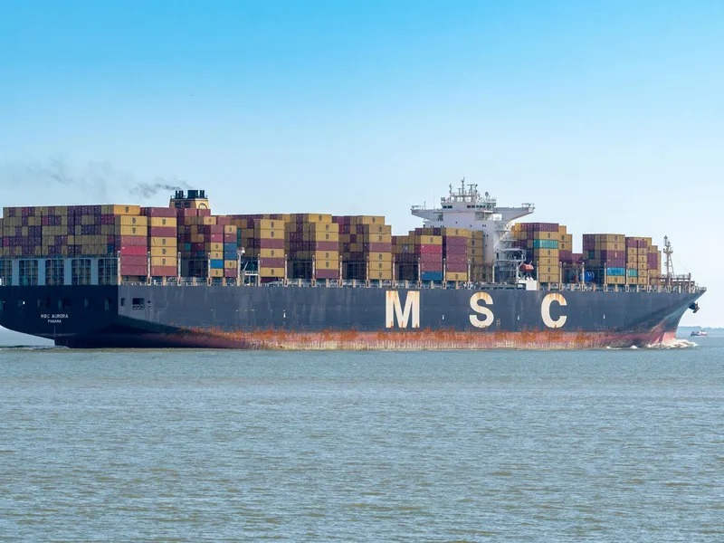 MSC container vessel at sea ahead of the Golden Week capacity cuts