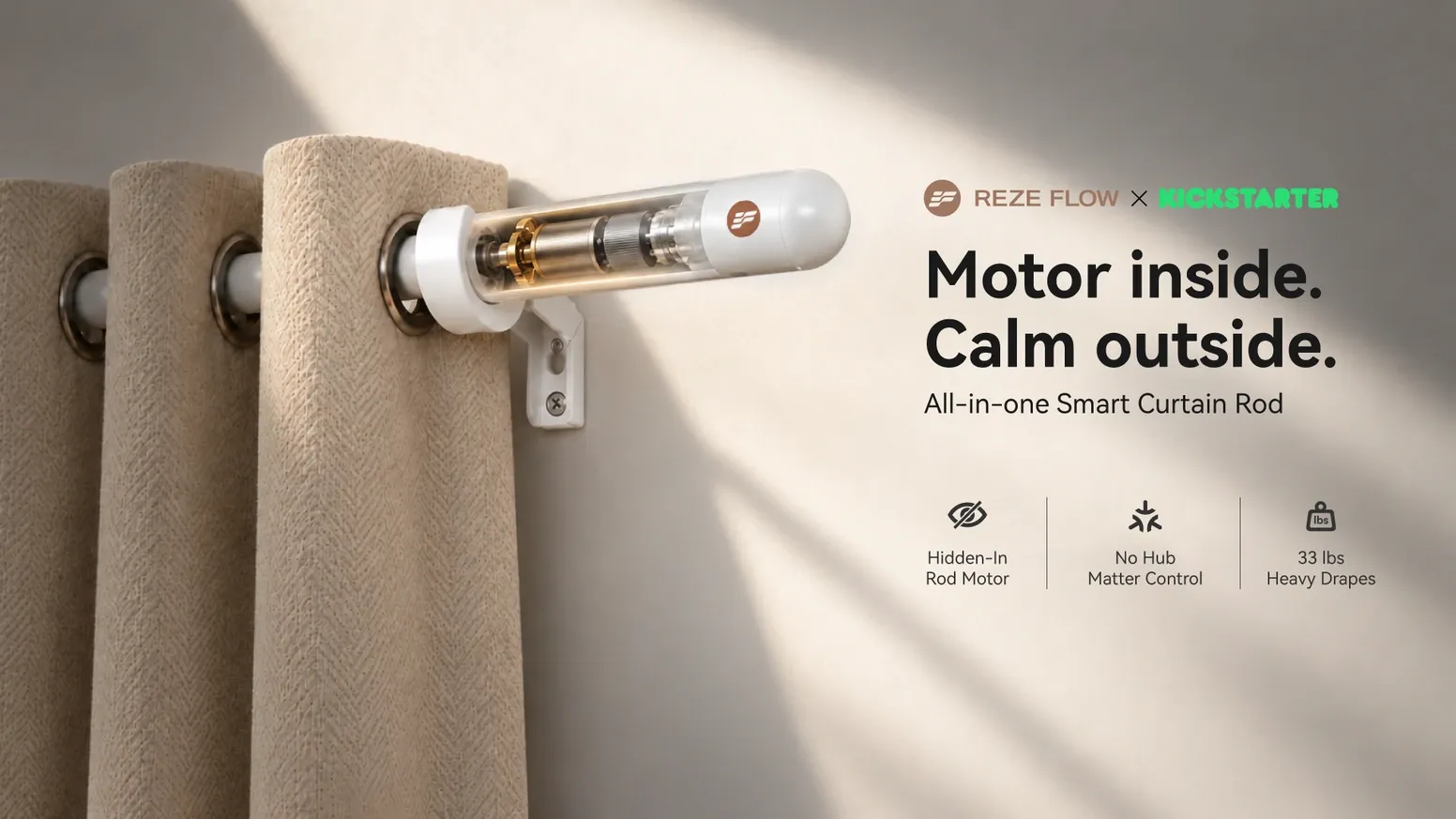 REZE FLOW M5 Solar Smart Curtain Rod